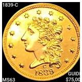 1839-C $2.50 Gold Quarter Eagle CHOICE BU