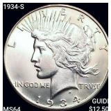 1934-S Silver Peace Dollar CHOICE BU