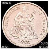 1865-S Seated Liberty Dime CHOICE AU