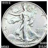 1919-S Walking Liberty Half Dollar CHOICE BU