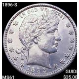 1896-S Barber Quarter UNCIRCULATED
