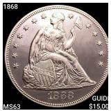 1868 Seated Liberty Dollar CHOICE BU