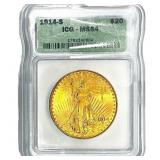 1914-S $20 Gold Double Eagle ICG MS64