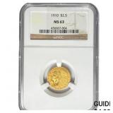 1910 $2.50 Gold Quarter Eagle NGC MS63