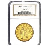 1873-S Closed 3 $20 Gold Double Eagle NGC VF35
