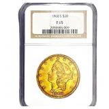 1868-S $20 Gold Double Eagle NGC F15