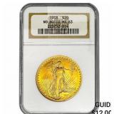1908 $20 Gold Double Eagle NGC MS63 No Motto