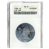 1796 Liberty Cap Large Cent ANACS VG8