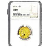 1915-S $5 Gold Half Eagle NGC AU53