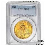 1925 $20 Gold Double Eagle PCGS MS63