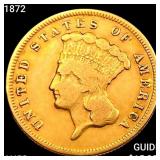 1872 $3 Gold Piece CHOICE AU