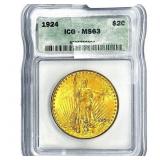 1924 $20 Gold Double Eagle ICG MS63