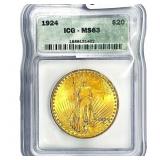 1924 $20 Gold Double Eagle ICG MS63