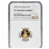 1995-W Gold Eagle $5 1/10 oz NGC PF70 Ultra Cameo