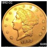 1892-CC $20 Gold Double Eagle CHOICE AU