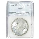 1890-CC Morgan Silver Dollar NNC MS64