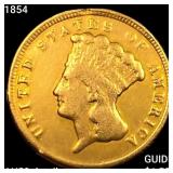 1854 $3 Gold Piece CLOSELY UNCIRCULATED