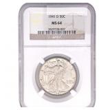 1941-D Walking Liberty Half Dollar NGC MS64