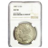 1887-S Morgan Silver Dollar NGC AU58