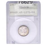 1937 Mercury Silver Dime PCGS MS56 FB