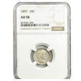1897 Barber Dime NGC AU58