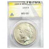 1925 Silver Peace Dollar ANACS MS65