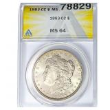 1883-CC Morgan Silver Dollar ANACS MS64