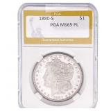 1880-S Morgan Silver Dollar PGA MS65 PL