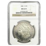 1881-S Morgan Silver Dollar NGC MS63*