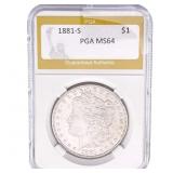1881-S Morgan Silver Dollar PGA MS64