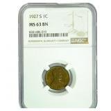 1927-S Wheat Cent NGC MS63 BN