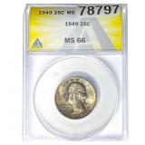 1949 Washington Silver Quarter ANACS MS66
