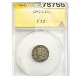 1942/1 Mercury Silver Dime ANACS F12