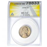 1958 Jefferson Nickel ANACS MS64