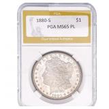 1880-S Morgan Silver Dollar PGA MS65 PL