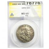 1955 Franklin Half Dollar ANACS MS65 FBL