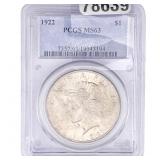 1922 Silver Peace Dollar PCGS MS63
