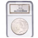 1934 Silver Peace Dollar NGC MS64