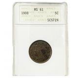 1908 Liberty Victory Nickel ANACS MS61