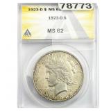 1923-D Silver Peace Dollar ANACS MS62