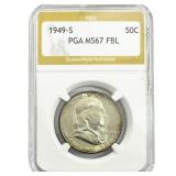 1949-S Franklin Half Dollar PGA MS67 FBL