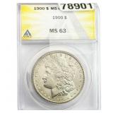1900 Morgan Silver Dollar ANACS MS63
