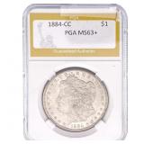 1884-CC Morgan Silver Dollar PGA MS63+