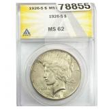 1926-S Silver Peace Dollar ANACS MS62