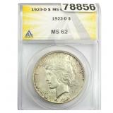 1923-D Silver Peace Dollar ANACS MS62