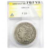 1892-S Morgan Silver Dollar ANACS F15