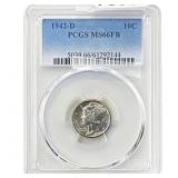 1942-D Mercury Silver Dime PCGS MS66 FB