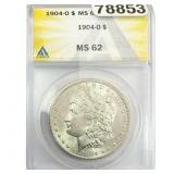 1904-O Morgan Silver Dollar ANACS MS62