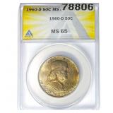 1960-D Franklin Half Dollar ANACS MS65