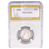 1892 Barber Quarter PGA MS65
